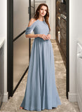 Mariela A-Line High Neck Floor-Length Bridesmaid Dress STAP0012919