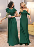 Breanna Trumpet/Mermaid One-Shoulder Floor-Length Bridesmaid Dress With Split Front STAP0012921