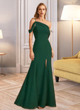 Breanna Trumpet/Mermaid One-Shoulder Floor-Length Bridesmaid Dress With Split Front STAP0012921