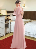 Madilynn A-Line V-neck Floor-Length Bridesmaid Dress With Ruffle Split Front STAP0012923