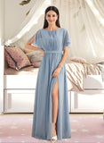 Noemi A-Line Floor-Length Bridesmaid Dress With Ruffle Split Front STAP0012925