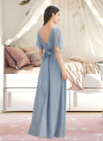 Noemi A-Line Floor-Length Bridesmaid Dress With Ruffle Split Front STAP0012925