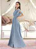 Noemi A-Line Floor-Length Bridesmaid Dress With Ruffle Split Front STAP0012925