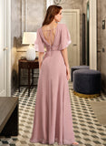 Lauryn A-Line V-neck Floor-Length Bridesmaid Dress STAP0012927