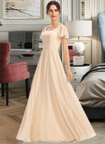 Mira A-Line Square Neckline Floor-Length Bridesmaid Dress With Cascading Ruffles STAP0012928