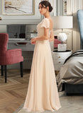 Mira A-Line Square Neckline Floor-Length Bridesmaid Dress With Cascading Ruffles STAP0012928