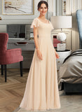 Mira A-Line Square Neckline Floor-Length Bridesmaid Dress With Cascading Ruffles STAP0012928