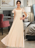 Mira A-Line Square Neckline Floor-Length Bridesmaid Dress With Cascading Ruffles STAP0012928