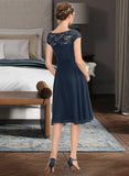 Juliet A-Line Scoop Neck Knee-Length Chiffon Lace Bridesmaid Dress With Sequins Bow(s) STAP0012929