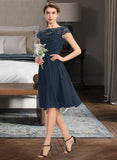 Juliet A-Line Scoop Neck Knee-Length Chiffon Lace Bridesmaid Dress With Sequins Bow(s) STAP0012929