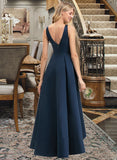 Blanche A-Line Scoop Neck Asymmetrical Satin Bridesmaid Dress With Pockets STAP0012932