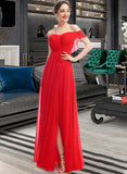 Malia A-Line Off-the-Shoulder Floor-Length Bridesmaid Dress With Ruffle Split Front STAP0012938