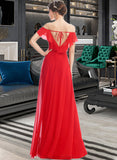 Malia A-Line Off-the-Shoulder Floor-Length Bridesmaid Dress With Ruffle Split Front STAP0012938