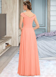 Natalee A-Line Off-the-Shoulder Floor-Length Chiffon Bridesmaid Dress With Ruffle Lace STAP0012941