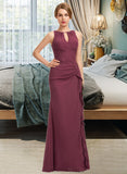 Jazlyn A-Line Scoop Neck Floor-Length Chiffon Bridesmaid Dress With Split Front Cascading Ruffles STAP0012947