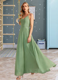 Izabella A-Line V-neck Floor-Length Bridesmaid Dress With Beading Sequins STAP0012950