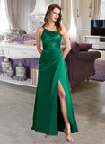 Raina A-Line One-Shoulder Floor-Length Bridesmaid Dress With Split Front STAP0012951