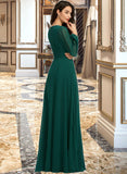 Jakayla A-Line V-neck Floor-Length Bridesmaid Dress With Split Front STAP0012953