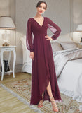 Jordin A-Line V-neck Asymmetrical Bridesmaid Dress With Ruffle STAP0012954