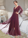 Jordin A-Line V-neck Asymmetrical Bridesmaid Dress With Ruffle STAP0012954