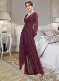 Jordin A-Line V-neck Asymmetrical Bridesmaid Dress With Ruffle STAP0012954