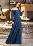 Sophia A-Line Off-the-Shoulder Floor-Length Bridesmaid Dress With Split Front STAP0012956