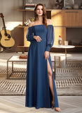 Sophia A-Line Off-the-Shoulder Floor-Length Bridesmaid Dress With Split Front STAP0012956