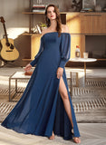 Sophia A-Line Off-the-Shoulder Floor-Length Bridesmaid Dress With Split Front STAP0012956