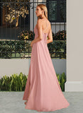 Maggie A-Line V-neck Floor-Length Bridesmaid Dress With Split Front STAP0012959