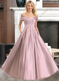 Abigail A-Line Off-the-Shoulder Floor-Length Satin Bridesmaid Dress With Pockets STAP0012961