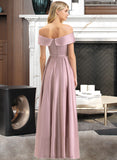 Abigail A-Line Off-the-Shoulder Floor-Length Satin Bridesmaid Dress With Pockets STAP0012961