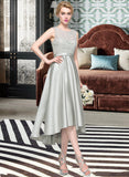 Aylin A-Line Scoop Neck Asymmetrical Satin Bridesmaid Dress STAP0012965