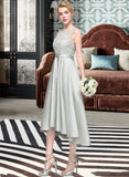 Aylin A-Line Scoop Neck Asymmetrical Satin Bridesmaid Dress STAP0012965