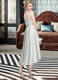 Aylin A-Line Scoop Neck Asymmetrical Satin Bridesmaid Dress STAP0012965