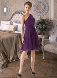 Skye Chiffon One-shoulder Knee-length Bridesmaid Dress STAP0012967