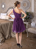 Skye Chiffon One-shoulder Knee-length Bridesmaid Dress STAP0012967