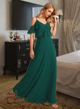 Tara A-Line V-neck Floor-Length Bridesmaid Dress With Ruffle STAP0012970