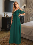 Tara A-Line V-neck Floor-Length Bridesmaid Dress With Ruffle STAP0012970