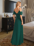 Tara A-Line V-neck Floor-Length Bridesmaid Dress With Ruffle STAP0012970