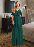 Tara A-Line V-neck Floor-Length Bridesmaid Dress With Ruffle STAP0012970