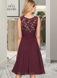 Serenity A-Line V-neck Knee-Length Chiffon Bridesmaid Dress With Ruffle STAP0012973