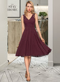 Serenity A-Line V-neck Knee-Length Chiffon Bridesmaid Dress With Ruffle STAP0012973