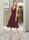 Serenity A-Line V-neck Knee-Length Chiffon Bridesmaid Dress With Ruffle STAP0012973