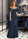 Beatrice Sheath/Column V-neck Floor-Length Bridesmaid Dress With Split Front STAP0012976