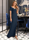 Beatrice Sheath/Column V-neck Floor-Length Bridesmaid Dress With Split Front STAP0012976