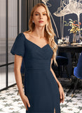 Beatrice Sheath/Column V-neck Floor-Length Bridesmaid Dress With Split Front STAP0012976