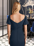 Beatrice Sheath/Column V-neck Floor-Length Bridesmaid Dress With Split Front STAP0012976