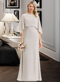 Miah Sheath/Column Square Neckline Floor-Length Chiffon Bridesmaid Dress STAP0012979