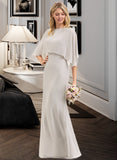 Miah Sheath/Column Square Neckline Floor-Length Chiffon Bridesmaid Dress STAP0012979