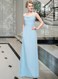 Kaydence A-Line Cowl Neck Floor-Length Chiffon Bridesmaid Dress With Ruffle STAP0012981